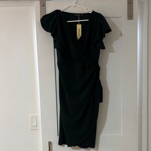 Moss Green Ruffle Sleeve Dress
